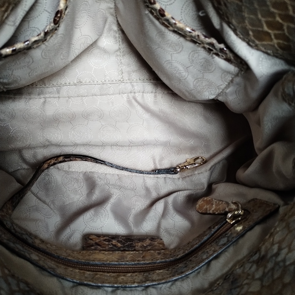 Michael Kors Hamilton Leather Python Print Satche… - image 13